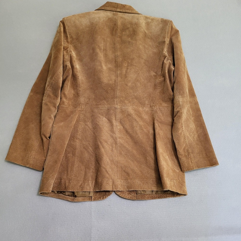 VTG St. Johns Bay Brown Suede Genuine Leather 2 Button Blazer Jacket Womens S - Picture 5 of 10